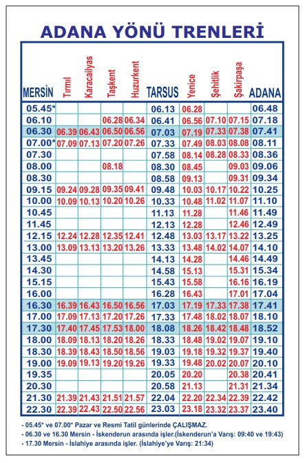 Adana Mersin Tren Saatleri 2022